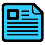 A blue and black icon of an article