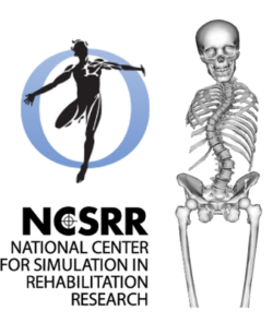 A skeleton and a man with a bone in front of the logo for ncsrr.